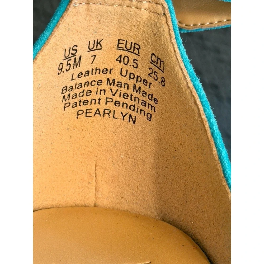 Naturalizer Pearlyn Women's 9.5M Teal Suede Leather Platform Block Heel Sandals - Picture 5 of 7